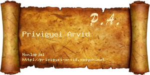 Privigyei Arvid névjegykártya